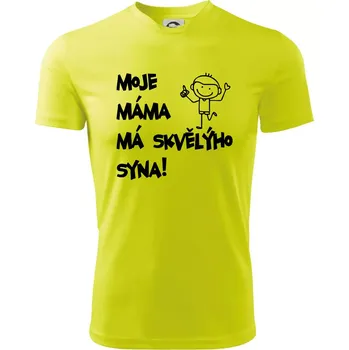 Chlapecké tričko Moje máma má skvělýho syna - Dětské triko sportovní (dresovina) - 146 cm/10 let ( Neonově žlutá )