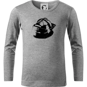 Chlapecké tričko Hasičská helma Americká - Triko dětské Long Sleeve - 104-110cm / 3-4 roky ( Tmavě šedý melír )