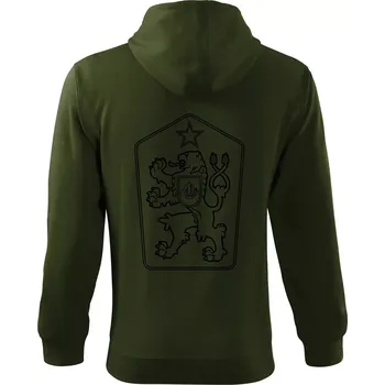Pánská mikina ČSSR znak - Mikina s kapucí na zip trendy zipper - S ( Military )