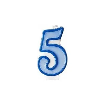 Dortová svíčka SVÍČKA K 5. NAROZENINÁM - číslice 5 na dort - MODRÁ