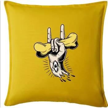 Polštář Rocková ruka kost a oko - Polštář 50x50 - 50x50 - Pouze potah ( Žlutá )