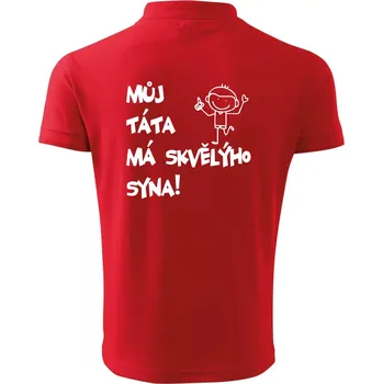Pánská košile Můj táta má skvělýho syna - Polokošile pánská Pique Polo 203 - 4XL ( Červená )