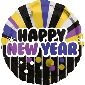 Balónek Amscan Balónek fóliový HNY zlatá a fialová 45 cm