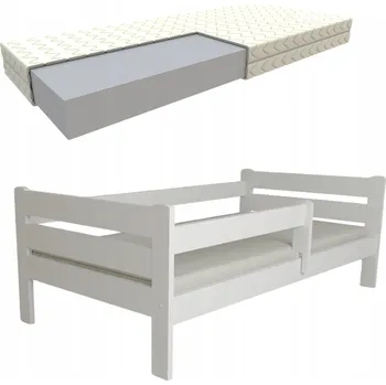 Dětská postel DĚTSKÁ POSTEL EDI 80x180 DŘEVĚNÁ BÍLÁ S MATRACÍ + ROŠT ZDARMA DÁREK