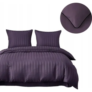 Povlečení Povlečení 200x220 Fialové Damašek pruhy s lemováním Klasické tlusté