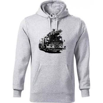 Pánská mikina Hasičské auto 25 - Mikina pánská Cape s kapucí - 5XL ( Světlešedý Melír )