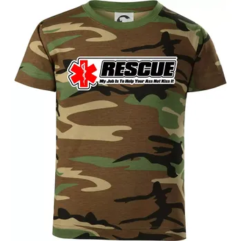 Chlapecké tričko Rescue My Job Is To Help Your Ass Not Kiss It - Dětské maskáčové triko - 146 cm/10 let ( Hnědý maskáč )