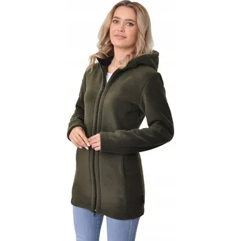 Dámská mikina TEPLÝ DÁMSKÁ FLEECOVÁ MIKINA DLOUHÝ - TMAVĚ OLIVOVÁ - 420g/m2 - PRODUKT POLSKÝ - S