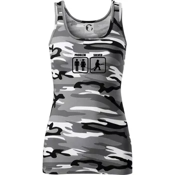 Dámské tričko Problém hasič - Dámské Maskáčové tílko - XL ( Šedý maskáč )