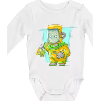Kojenecké oblečení Vesmírný voják tyrkysový - Body kojenecké s dlouhým rukávem - Dlouhý r. do 3 měs ( Bílá )