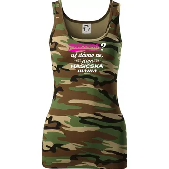 Dámské tričko Princezna už dávno ne - Hasičská máma - Dámské Maskáčové tílko - XL ( Hnědý maskáč )