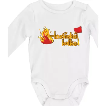 Hasičská holka - oheň a sekera - Body kojenecké s dlouhým rukávem - Dlouhý r. do 3 měs ( Bílá )