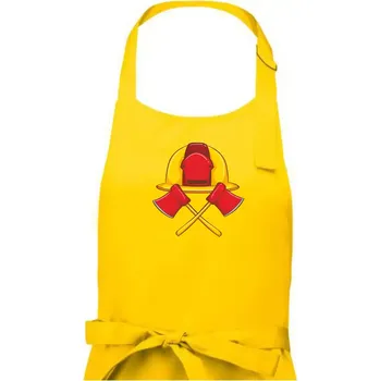Kuchyňská zástěra Hasičská helma a sekera - Pánská zástěra na vaření - Univerzální velikost ( Žlutá )