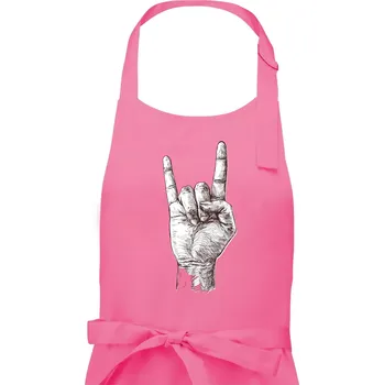 Kuchyňská zástěra Rocková ruka kreslená - Pánská zástěra na vaření - Univerzální velikost ( Růžová )