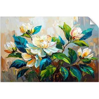 Obraz Kytice Zelených Květů Imitace Malby PLAKÁT do OBÝVÁKU KUCHYNĚ 45x30 cm