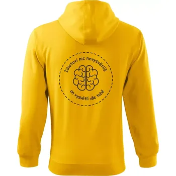Pánská mikina Idiotovi nic nevysvětlíš, ale on vysvětlí vše tobě - Mikina s kapucí na zip trendy zipper - XL ( Žlutá )