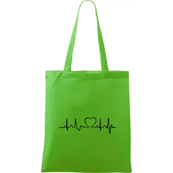 Nákupní taška Srdce EKG - Taška bavlněná - 42 x 38 cm ( Apple Green )
