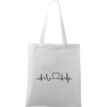 Srdce EKG - Taška bavlněná - 42 x 38 cm ( Bílá )