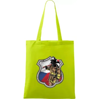 Hasič erb - Česká vlajka - Taška bavlněná - 42 x 38 cm ( Limetková )