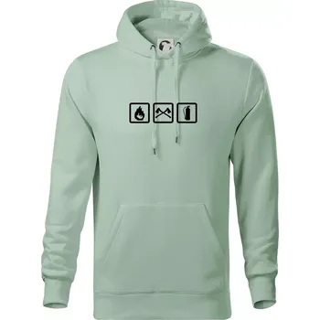 Pánská mikina Hasiči 3 loga - Mikina pánská Cape s kapucí - 5XL ( Sage )