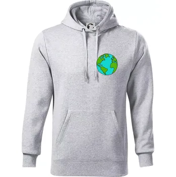 Pánská mikina Planeta na prsu - Amerika a Afrika - Mikina pánská Cape s kapucí - 2XL ( Světlešedý Melír )