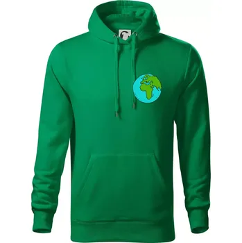 Pánská mikina Planeta na prsu - Afrika a Evropa - Mikina pánská Cape s kapucí - 3XL ( Středně zelená )
