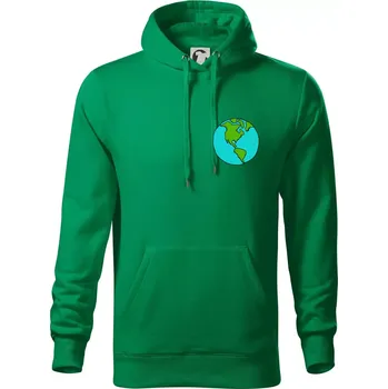 Pánská mikina Planeta na prsu - Amerika - Mikina pánská Cape s kapucí - 5XL ( Středně zelená )