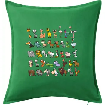 Polštář Triko plné zvířátek - Polštář 50x50 - 50x50 - Pouze potah ( Středně zelená )