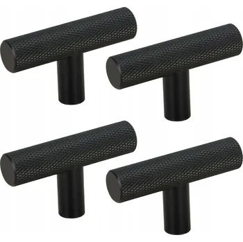 Nábytkové kování 4 x Nábytková úchytka reling rýhovaná kovová černá úchytka na skříňku zásuvky