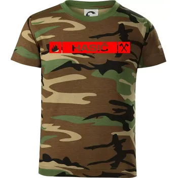 Chlapecké tričko Hasiči přední znak - Dětské maskáčové triko - 134 cm/8 let ( Hnědý maskáč )