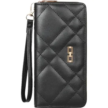 Peněženka Dlouhá stylová peněženka na zip s poutkem | peněženka, pouzdro na mobil - černý