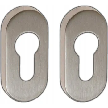 Dveřní kování Štítek/Rozeta oválná pro vložku, NEREZOVÁ OCEL INOX, Rozteč šroubů 50 mm