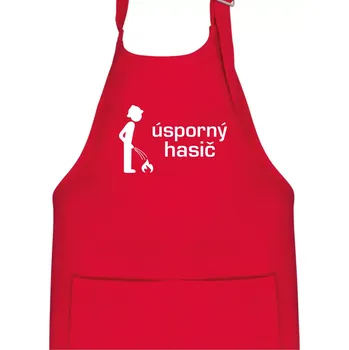 Kuchyňská zástěra Úsporný hasič - Dětská zástěra na vaření - Univerzální velikost ( Červená )