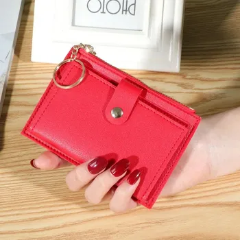 Ultra tenká zipová peněženka na cesty | peněženka, pouzdro - červený