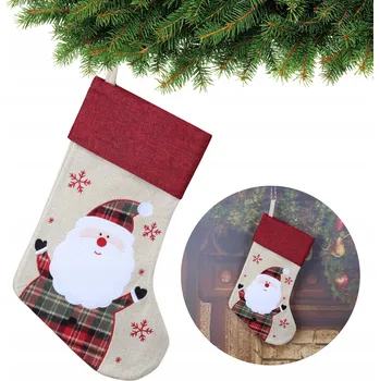 Vánoční dekorace Béžová, ozdobná vánoční punčocha, Mikuláš 45 cm