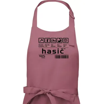 Kuchyňská zástěra Čárový kód - Hasič - Pánská zástěra na vaření - Univerzální velikost ( Starorůžová )