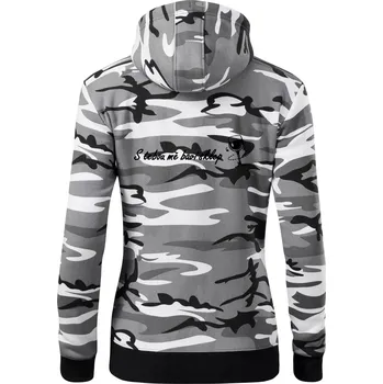 Dámská mikina S tebou mě baví sklep - Dámská mikina trendy zipper s kapucí - S ( Šedý maskáč )