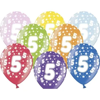 Balónek BALÓNEK PARTY DECO METALICKÝ PEVNÝ K NAROZENINÁM MIX 5, 30 cm 1 Ks