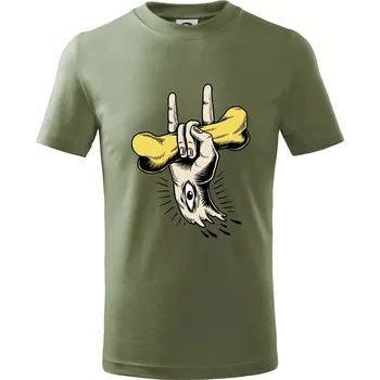 Rocková ruka kost a oko - Tričko dětské bavlněné - 158 cm/12 let ( Khaki )