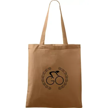 Logo cyklisty a řetěz - Taška bavlněná - 42 x 38 cm ( Cappuccino )