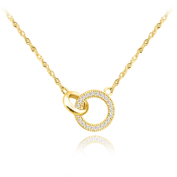 Náhrdelník Moonlit Elegantní stříbrný náhrdelník s propletenými kruhy pozlacený