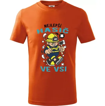 Chlapecké tričko Nejlepší hasič ve vsi - Tričko dětské bavlněné - 122 cm/6 let ( Oranžová )
