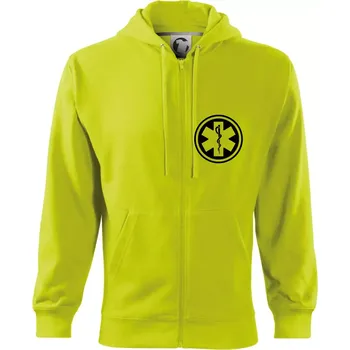 Pánská móda Rescue logo samostatné kulaté - Mikina s kapucí na zip trendy zipper - 3XL ( Limetková )