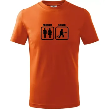 Chlapecké tričko Problém hasič - Tričko dětské bavlněné - 98 cm / 2 roky ( Oranžová )
