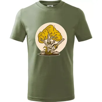Chlapecké oblečení Strom dřevorubec - Tričko dětské bavlněné - 134 cm/8 let ( Khaki )