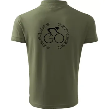 Pánská košile Logo cyklisty a řetěz - Polokošile pánská Pique Polo 203 - 5XL ( Khaki )