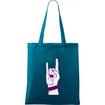 Rocková ruka dámská - Taška bavlněná - 42 x 38 cm ( Petrolejová )