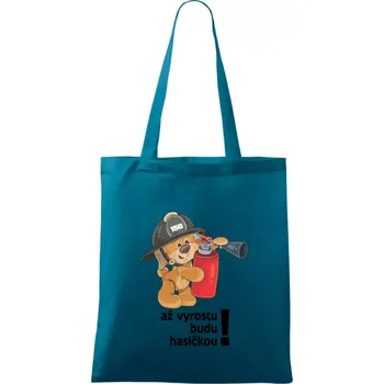 Až vyrostu budu hasičkou - Taška bavlněná - 42 x 38 cm ( Petrolejová )