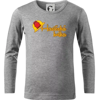 Chlapecké tričko Hasičská holka - helma - Triko dětské Long Sleeve - 122 cm/6 let ( Tmavě šedý melír )