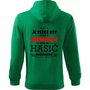Pánská mikina Je těžké být tak neodolatelný - hasič - Mikina s kapucí na zip trendy zipper - 2XL ( Středně zelená )